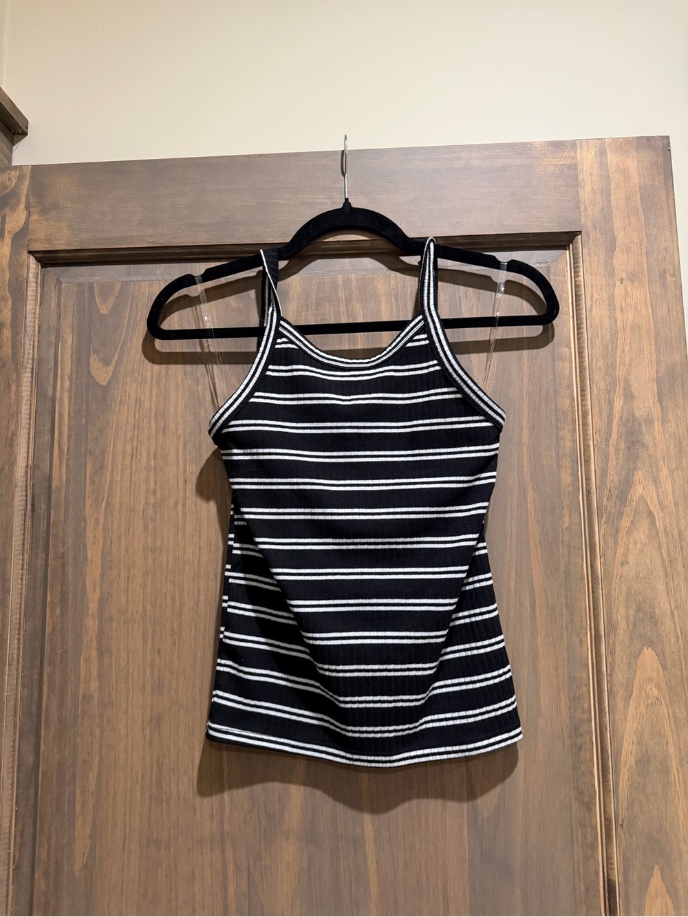Mudd Black and White Striped Ribbed Tank Top